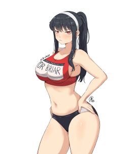 1girls adult adult_female alternate_hairstyle anime_milf armpits bare_armpits bare_belly bare_chest bare_hands bare_hips bare_legs bare_navel bare_shoulders bare_thighs belly belly_button bewitching_thighs black-haired_female black_hair blush blush_face blushing_at_viewer blushing_female blushing_lines breasts buruma busty busty_female busty_milf collarbone crop_top curvaceous curvaceous_body curvaceous_female curvaceous_figure curvaceous_hips curvaceous_thighs curvy curvy_body curvy_female curvy_figure curvy_hips curvy_thighs earrings elbows exposed_armpits exposed_arms exposed_belly exposed_chest exposed_hips exposed_legs exposed_navel exposed_shoulders exposed_skin exposed_thighs female female_focus female_only fingers frown frown_eyebrows frowning frowning_at_viewer groin hairband high_resolution highres hot_milf hourglass_figure jk_arts07 large_breasts lean_figure long_hair looking_at_viewer mature mature_female midriff milf narrow_waist navel ponytail red-eyed_female red_eyes red_sports_bra shoulders sidelocks simple_background slender_body slender_waist slim_waist solo sports_bikini sports_bra spy_x_family standing thick_thighs thighs topwear track_and_field upper_body white_background white_hairband wide_hips yor_briar yor_forger young_milf young_woman_and_milf