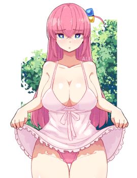 ale24x blue_eyes bocchi_the_rock! camisole clip_studio_paint_(medium) fanart female gotou_hitori hair_ornament heart-shaped_pupils high_resolution leaf pink_hair