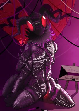 ambiguous_gender anthro arthropod bondage bound carthan_night clothing demisexual_pride_colors genitals glowing glowing_eyes glowing_genitalia heart_symbol hi_res insects latex latex_clothing latex_skinsuit lepidopteran lgbt_pride looking_at_viewer markers moth pankallisti pride_colors restrained skinsuit solo tight_clothing wholesome_body_writing wings zipper zipper_pull_tab