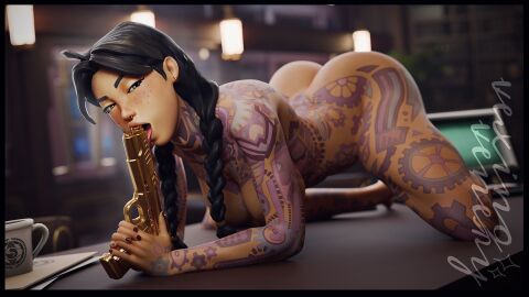 1girls 2024 3d all_fours arched_back areolae ass ass_up athletic athletic_female big_ass big_breasts black_hair blender bottomless braided_hair braided_twintails breasts completely_nude desk epic_games female female_focus female_only fortnite fortnite:_battle_royale freckles freckles_on_face green_eyes hand_on_breast hi_res highres holding_gun holding_weapon jules_(fortnite) light-skinned_female light_skin looking_at_viewer medium_breasts nipples nose_piercing nude nude_female office office_desk on_all_fours on_desk on_table pants pinup ponytail ponytails pose posing presenting presenting_ass presenting_breasts seductive seductive_eyes seductive_look smile smiling solo solo_focus table tattoo tattoos_everywhere thick_ass thick_thighs tongue tongue_out topless underboob vexingvenery watermark