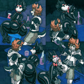 2024 abstract_background alcohol anal anal_sex anthro areola artist_name ass balls bar beer beverage big_areola big_ass big_balls big_butt big_penis black_body black_eyes black_fur bodily_fluids bottom_heavy bottomwear bottomwear_down bow_tie brown_hair bubble_ass bubble_butt canid canine canis clothed clothing cody_(doxcy) doggy_style domestic_dog duo erection eyelashes eyeshadow femboy fluffy fluffy_tail from_behind_position fur genitals graphite_(artwork) hair herding_dog hi_res hoodie huge_ass huge_butt huge_hips huge_thighs licking lipstick makeup male male/male mammal marker_(artwork) multicolored_body multicolored_fur nipples nude nude_anthro nude_male oral parasitedeath partially_clothed pastoral_dog penetration penile penis penis_lick red_clothing red_eyeshadow red_lipstick red_thong red_underwear sex sheepdog short_hair short_tail shorts shorts_down signature snout standing_doggystyle sweat sweatdrop tail thick_thighs thong thong_only tongue topless topwear traditional_media_(artwork) two-tone_body two-tone_fur underwear underwear_only white_body white_fur wide_hipped_anthro wide_hipped_male wide_hips wolf wolf_(parasitedeath) yellow_eyes