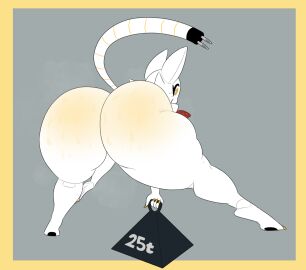 2025 anthro ass ass_focus big_ass big_butt bodily_fluids digital_drawing_(artwork) digital_media_(artwork) exercise exercise_equipment eyelashes female fox_ears holding_object huge_ass huge_butt hyper hyper_ass hyper_butt ic0nmon machine musk musk_clouds musky_butt robot robot_anthro solo spread_legs spreading sweat sweaty sweaty_ass sweaty_butt tail tama_(ic0nmon) white_body yellow_eyes