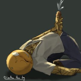 1boy anthropomorphic back_arch bent_over_backwards blue_pants clothed crazy_orange_(orange_roulette) cumming cute_face diantha_tha_dog ejaculating ejaculation flash_game fruit_humanoid grabbing_penis grey_background humanoid jerking_off jerkingoff lighting male male_only male_solo masturbating masturbation mostly_clothed newgrounds non-human object_head on_back on_knees one_eye_closed orange orange_roulette orange_skin penis scar scar_on_face scar_on_forehead smiling solo solo_male tagme textured_skin white_shirt