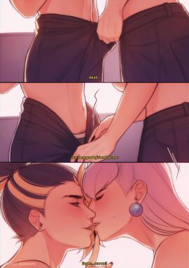 2d 2girls akali almost_kissing artist_name assisted_undressing english_subtitles evelynn female female/female female_only human imminent_sex k/da_akali k/da_all_out_akali k/da_all_out_evelynn k/da_all_out_series k/da_series league_of_legends lesbian pubic_hair pubic_hair_peek subtitled undressing wukenn yuri