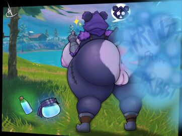 1girls anthro anus artist_request ass ass_crack bear blue_fart blue_fart_cloud bubble_ass bubble_butt butt_crack fart fart_cloud fart_fetish female fortnite furry raven_team_leader unusual_fart wrongcable