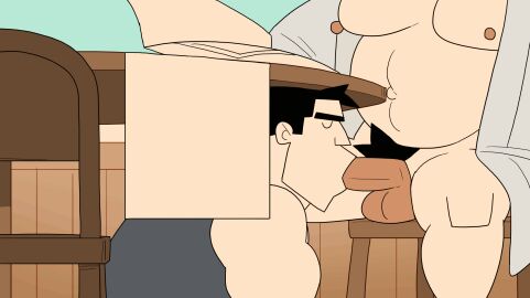 age_difference animated balls blowjob blowjob_face boner bunbunny_(artist) cock_hungry cock_sucking erect_nipples erection exposed_nipples father_and_son fellatio gay gay_blowjob gay_incest gif giving_head going_down_on head_out_of_frame incest kneeling_oral_position legs_open male male_only mouth_full_of_cock mouthful nipples open_robe oral penis penis_in_mouth pubic_hair sitting smallsrabbit son_blowing_dad sucking_off sucking_penis tank_top under_the_table