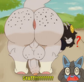 alolan_form alolan_meowth anthro anus ass ass_awe balls bent_over big_ass big_balls big_butt big_penis bodily_fluids duo facial_piercing foreskin freckled_butt freckles fur gay gay_anal gay_male gay_sex generation_1_pokemon generation_4_pokemon genitals hair hi_res homosexual homosexual_male huge_ass huge_butt looking_back lucario male male/male male_penetrated melo_(meloncholy) meloncholy meowth nintendo nose_piercing nosebleed outside penis piercing pokemon pokemon_(species) regional_form_(pokemon) septum_piercing shocked_expression solo_male tail text uncensored uncircumcised