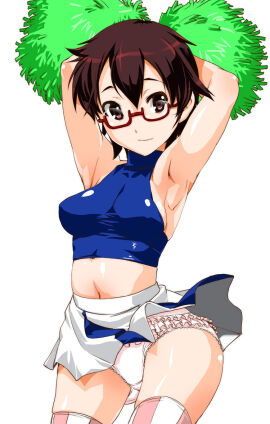 1girls female glasses k-on! nodoka_manabe_(k-on!) panties shinama tagme