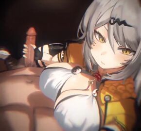 1boy 60+fps animated black_gloves blinking breasts chiyo_(voice_actor) cleavage clothed_female_nude_male commentary cropped_jacket erection female fingerless_gloves gloved_handjob gloves grey_hair hair_ornament hairclip handjob heavy_breathing jacket large_breasts long_hair looking_at_viewer moecode nipples no_bra nude open_mouth opennsfw penis pov shirt sleeveless sleeveless_shirt solo_focus sound straight sweat tagme uncensored video wardrobe_malfunction white_shirt yellow_eyes yellow_jacket yixuan_(zenless_zone_zero) zenless_zone_zero