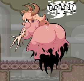 1girls ass background behind_view big_ass breasts coronation_day_(creepypasta) creepypasta dark_eyes entity fat_ass female glitching horns house_of_horrorbrews huge_ass mario_(series) minusbrush nightmare_waifu peach.exe pink_dress possessed princess princess_peach princess_peach_(coronation_day) royalty solo super_mario_world text