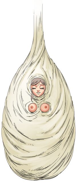 blue_background breasts brown_hair cg closed_eyes easter_fairy_(hentai_heroes) facing_viewer fairy_(hentai_heroes) female hentai_heroes kinkoid long_hair medium_breasts nipples nude official_art parody short_hair simple_background smile solo what