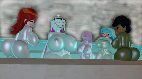 3d 3d_(artwork) 5girls areolae ass big_ass big_breasts blush breasts carol_(bbpanzu) closed_eyes completely_nude covered_nipples covering_breasts covering_pussy embarrassed female female_only fnf_entity friday_night_funkin friday_night_funkin_mod girlfriend_(friday_night_funkin) hd hi_res hot_tub huge_breasts long_hair mid-fight_masses multiple_females multiple_girls naked naked_female nikusa_(sugarratio) nipples nude nude_female pool pussy sarvente_(dokki.doodlez) skulltronprime969 sky_(friday_night_funkin) skyverse smile spa