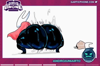 androjuniarto ass big_ass big_thighs black_body bug bug_girl bug_shaker clapping_ass clapping_cheeks female gartic_phone hollow_knight hollow_knight:_silksong hornet_(hollow_knight) horns huge_ass ignore_the_dead_bug red_robe shaking_ass shaking_butt sweaty_ass thighs twerk twerking white_head