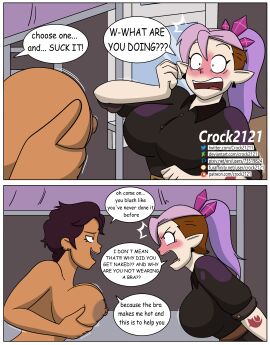 amity_blight big_breasts blush breast_awe breasts brown-haired_female brown_hair comic crock2121 crock21211 dark-skinned_female dark_brown_hair dark_skin disney disney_channel english_text female female_only grabbing_own_breast huge_breasts luz_noceda multiple_females multiple_girls page_3 pink-haired_female pink_hair purple_hair shocked surprised surprised_expression teasing text the_o2girls the_owl_house the_owl_house_(finale)