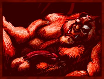 male monochrome muscles red_theme solo tagme