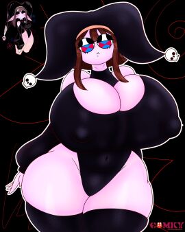 1girls 2d 2d_(artwork) big_boobs big_breasts boobs breasts breasts_bigger_than_head brown-haired_female brown_hair brunette_hair clothed clothed_female clown clown_girl collaboration comky female female_focus female_only glitch_productions goth goth_girl goth_pomni hips jester jester_girl light-skinned_female light_skin looking_at_viewer multicolored_eyes pale-skinned_female pale_skin pomni_(the_amazing_digital_circus) solo solo_female solo_focus the_amazing_digital_circus thick_thighs thighs webseries