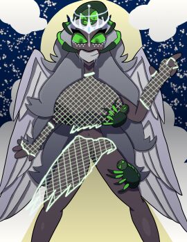 angel angel_wings breasts drool drooling fishnet_armwear fishnet_clothing fishnet_topwear fishnets forced_smile hazbin_hotel hypnosis mind_control pussy sera_(hazbin_hotel) spider tcross tears