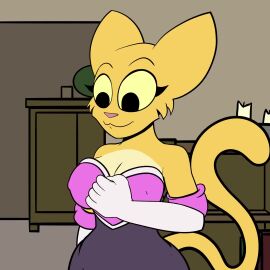 2d animated anthro bethesda_softworks blackmore breasts cosplay crossover digital_drawing_(artwork) digital_media_(artwork) domestic_cat exposed_breasts felid feline felis female katia_managan khajiit looking_down mammal nipples prequel raised_tail rouge_the_bat rouge_the_bat_(cosplay) sega smile solo sonic_(series) sonic_the_hedgehog_(series) sound tail the_elder_scrolls video video_games webcomic webm