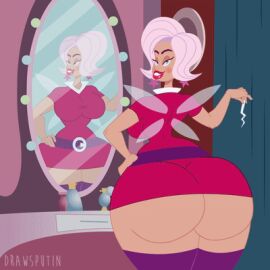 1girls a_kind_of_magic animated animated_gif ass ass_clapping big_ass big_breasts big_lips blue_eyes bottom_heavy bouncing_ass breasts bubble_ass bubble_butt clapping_cheeks clothing dominatrix_outfit drawsputin fat_ass female female_only gif glasses huge_ass jiggle jiggling_ass jiggling_breasts large_ass lingerie lipstick magic massive_ass milf mirror mirror_reflection outfit_swap pink_hair reflection solo thick_ass thick_thighs transformation twerking wand wide_hips willow_(a_kind_of_magic)