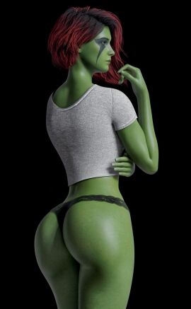 1girls 3d agent_4_tea_se7en ass back_view big big_ass big_breasts breasts female gamora green_skin guardians_of_the_galaxy_(game) marvel marvel_comics nipples solo