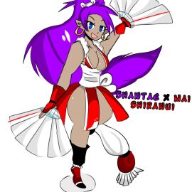 1girls barely_clothed breasts cleavage cosplay crossover crossover_cosplay fan fatal_fury female female_only gurujay_arts gurujayarts king_of_fighters large_breasts mai_shiranui_(cosplay) no_bra no_panties no_underwear open_mouth ponytail purple_eyes purple_hair revealing_clothes shantae shantae_(character) smile snk solo tagme the_king_of_fighters thick_thighs thighs very_long_hair wayforward