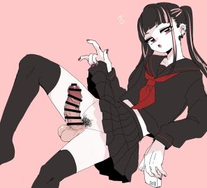 femboy horny male nekun_(artist) no_panties penis presenting_penis skirt_up