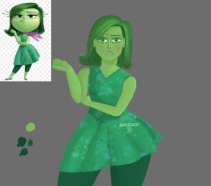 ass big_ass big_butt big_thighs disgust_(inside_out) green_body green_eyes green_hair green_skin jadedkat69 thick_legs thick_thighs upskirt