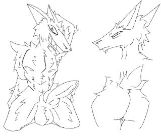 animal_genitalia anthro ass bodily_fluids galacticalshark genital_fluids genitals hi_res kneeling leaking_precum male precum presenting presenting_hindquarters sharp_teeth sheath smile solo suspicious teeth