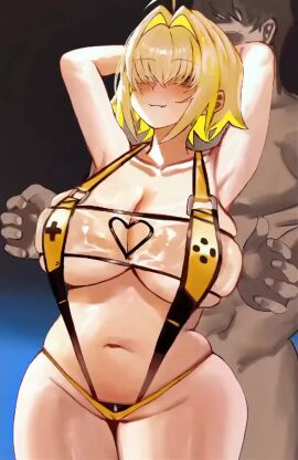 1boy 1girls animated armpits arms_up belly blonde_hair blush bouncing_breasts chiyo1000nights chubby chubby_female cumshot cupless_bikini dark-skinned_male ejaculation ejaculation_between_thighs elegg_(nikke) erect_nipples exposed_breasts exposed_pussy from_behind from_behind_position goddess_of_victory:_nikke hair_ears hair_over_eyes hands_behind_head heart_cutout heavy_breathing highlights_(coloring) huge_breasts huge_cock large_filesize light-skinned_female longer_than_one_minute looking_pleasured moaning moaning_in_pleasure moecode nipple_bulge nipple_pinch nipple_play nipple_rub nipple_tweak nipples_visible_through_clothing one_eye_visible open_mouth penis_between_thighs pleasure_face plump precum purple_eyes see-through see-through_clothing short_hair skindentation sling_bikini sound swimsuit swimsuit_aside tagme thick_thighs thigh_sex tongue_out transparent_clothing video voice_acted yellow_swimsuit