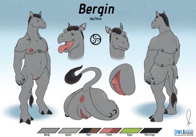 2023 andromorph anthro anus barefoot bergin_(owligatorstudios) digitigrade feet hair hyracodontid intersex mammal model_sheet nipple_piercing nipples nude open_mouth owligatorstudios paraceratherium piercing prehistoric_species rhinoceros short_hair solo tattoo tongue trans_(lore) trans_man_(lore) triskelion uvula