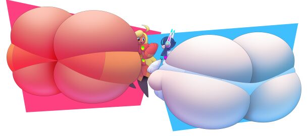 2girls absurd_res angry ass ass_bigger_than_body ass_window blonde_hair boob_window breasts breasts_bigger_than_body dark_hair deadpan female female_only gigaflare_(metaskei) goth gyaru hyper_ass hyper_breasts light_skin metaskei nanospark_(metaskei) open_mouth rivalry robot robot_girl simple_background skindentation tan_skin thick_thighs tight_bodysuit tight_clothing