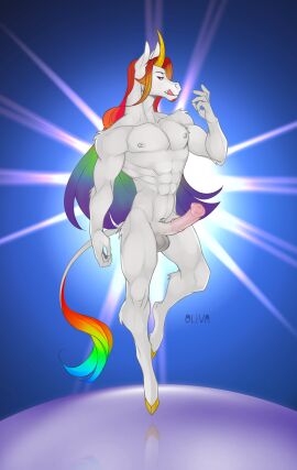 abs absurd_res anatomically_correct anatomically_correct_genitalia anatomically_correct_penis animal_genitalia animal_penis anthro areola athletic athletic_anthro athletic_male balls bangs bedroom_eyes biceps big_muscles closed_smile colored digital_media_(artwork) eqamrd equid equine equine_genitalia equine_penis eye_contact fingers floating fur genitals hair hi_res hooves horn kadaus licking licking_lips light light_beam long_hair looking_at_another looking_at_partner lust male mammal medial_ring midair monotone_body mouth_closed multicolored_hair muscles muscular muscular_male muscular_thighs mythological_creature mythological_equine mythology narrowed_eyes naughty_face nipples nude pecs penis pose rainbow_hair seductive smile solo tail tail_tuft tongue tongue_out tuft unicorn unicorn_horn white_body