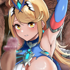 3boys absurdres alternate_color armpits arms_up blonde_hair blue_dress bondage breasts cheating_(relationship) circlet core_crystal core_crystal_(xenoblade) dress earrings erection female gangbang group_sex highres hijiri_kogome imminent_rape jewelry long_hair looking_at_viewer male male_pubic_hair multiple_boys multiple_males mythra netorare nintendo old old_male one_breast_out penis pubic_hair smell solo_focus super_smash_bros. super_smash_bros._ultimate swept_bangs torn_clothes torn_dress very_long_hair xenoblade_(series) xenoblade_chronicles_2 yellow_eyes