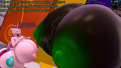 16:9 2022 3d 4k absurd_res alicorn anthro anthrofied areola arthropod big_breasts black_body breasts changeling coriponer digital_media_(artwork) duo english_text equid equine female fingers friendship_is_magic green_areola green_nipples hasbro hi_res horn huge_breasts hyper hyper_breasts mammal my_little_pony mythological_creature mythological_equine mythology nipples nude pink_body princess_cadance_(mlp) queen_chrysalis_(mlp) source_filmmaker_(artwork) text widescreen wings