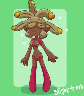 1girls artist_name balls balls_on_face ballsack blightstar boots breasts breasts_out covered_eyes dark_skin fangs female futanari intersex medium_breasts medusa medusa_cock_hairstyle monster_girl multi_balls multi_genitalia multi_penis nipples oc open_shirt original original_character panties penis penis_hair pentaphallia pink_clothing pointy_ears smile solo sparkles tan_penis tied_penis unusual_anatomy unusual_anatomy_placement unusual_genitalia_placement unusual_penis_placement what yellow_glans yellow_nipples