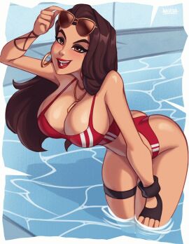 ass bikini boardwalk_ruby_(fortnite) breasts cleavage excited female fingerless_gloves fortnite half_naked happy hoop_earrings lifeguard magaska19 no_bra pool ruby_(fortnite) shiny_skin smile sunglasses sunglasses_on_head swimsuit thick_ass thick_thighs thighs thighs_together wholesome