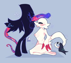 animal_genitalia animal_penis anthro areola ass balls biped black_body black_fur black_sclera body_horror breasts duo equine_genitalia equine_penis female fsc fur genitals hi_res male nipples nude penis pussy red_sclera tail white_body white_fur