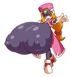 areolae areolae_visible_through_clothing arm_raised big_breasts black_bodysuit blue_eyes bodysuit boob_window bracelet breast_expansion breast_growth breast_growth_(enlargement) breasts breasts_bigger_than_head breasts_bigger_than_torso capcom coat cyber_elf edit edited feline female full_body gem gigantic_breasts gloves high_heels huge_breasts hyper_breasts jacket large_breasts long_hair looking_at_viewer massive_breasts mega_man mega_man_zx metachoke nipples_covered nipples_visible_through_clothing official_art prairie serious serious_look shako_cap standing stern_expression white_background white_cat white_gloves