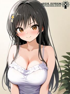 1girls 2025 aegis_elysium ai-generated ai_art ai_generated anime black_hair blush blushing_at_viewer blushing_female breasts casual casual_clothes cleavage cute cute_face ecchi female_focus hair_ornament headpiece hi_res high_quality high_res high_resolution huge_breasts kotegawa_yui large_breasts long_hair shy smile smiling_at_viewer thighs to_love-ru to_love-ru_darkness to_love_ru tsundere very_long_hair watermark
