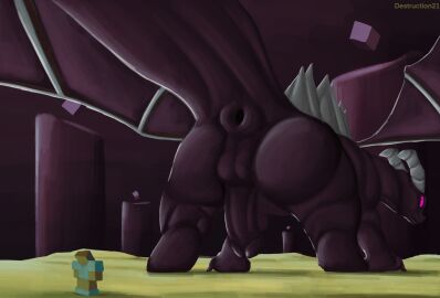 1boy all_fours anus ass balls big_ass big_balls big_butt destruction21 dragon ender_dragon erection feral genderswap_(ftm) genitals hi_res horn looking_back male male_focus male_only microsoft minecraft mojang mythological_creature mythological_scalie mythology puffy_anus purple_body purple_eyes rule_63 scalie size_difference solo solo_focus solo_male tail the_end_(minecraft) wings xbox_game_studios