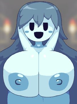 big_breasts boobs_bouncing boobs_out breast_bouncy breasts breasts_out bust busty busty_female busty_girl female girl hands_behind_head large_boobs large_breasts naked_boobs naked_breasts nude_breasts smug solo_female spooky's_jump_scare_mansion spooky_(shojs)