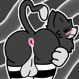 anthro anus anus_peek balls feline femboy furry geometry_dash leonardo2104 luxxdv male male_only solo submissive submissive_male