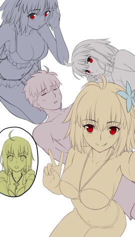 1boy 4girls :p after_sex ahoge archetype_earth archetype_earth_(third_ascension) arcueid_brunestud arcueid_brunestud_(mooncancer) besmiled big_breasts bikini breasts ciel_(tsukihime) cleavage closed_eyes fate/grand_order fate_(series) female flower guy_tired_after_sex_(meme) hair_ornament hand_on_own_head harem highres huge_breasts lap_pillow large_breasts long_hair looking_at_viewer male meme multiple_females multiple_girls multiple_persona mysterious_executor_c.i.e.l_(fate) on_floor on_lap red_eyes resting short_hair smile surprised swimsuit tohno_shiki tongue tongue_out tsukihime tsukihime_(remake) unfinished v very_long_hair wide_hips