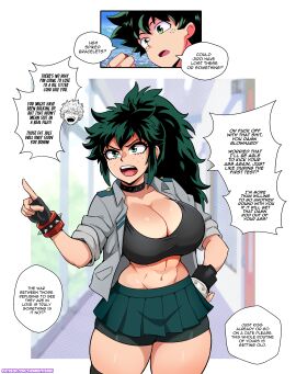 1girls abs arrogant ass_expansion bakugou_katsuki before_and_after bickering breast_expansion breast_growth breast_growth_(enlargement) breasts busty cleavage dialogue english_text female female_deku fingerless_gloves gender_transformation genderswap genderswap_(mtf) izuku_midoriya katsuki_bakugou large_breasts male male/female memory_alteration midoriya_izuku miniskirt my_hero_academia reality_warping rivalry rivals rule_63 short_skirt speech_bubble sports_bra themightfenek thick_thighs tomboy transformation tsundere wide_hips