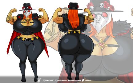 dwarf dwarf_female female gnome gnome_(warcraft) gnome_female muscular plague_doctor plague_doctor_girl tattoo