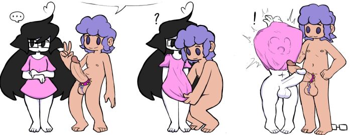 2boys big_penis feminine humor jay_yuumi long_hair male naked penis toony turch