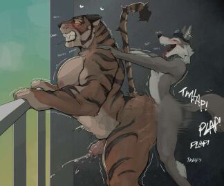 2025 2boys anal anal_sex anthro big_penis blush bodily_fluids canid canine canis clenched_teeth cum digital_drawing_(artwork) digital_media_(artwork) ejaculation fast_thrusts felid foreskin fortnite gay heart huge_cock humanoid_penis kakhao leaning leaning_forward male male/male moan moaning muscles muscular muscular_male open_mouth opened_mouth oscar_(fortnite) outdoors pantherine pecs penis penis_size_difference saliva sex shaking size_difference small_dom_big_sub small_top_big_bottom sweat sweatdrop sweating sweaty tail text thick_penis tiger tongue tongue_out twink uncircumcised wendell_(fortnite) wolf x-ray x-ray_view