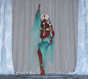 1girls 3d belly_dancer belly_dancer_outfit dancer dancer_outfit female harem_girl harem_outfit jedi red_skin shaak_ti skirt slave slave_girl slave_outfit sparky000 star_wars togruta veil