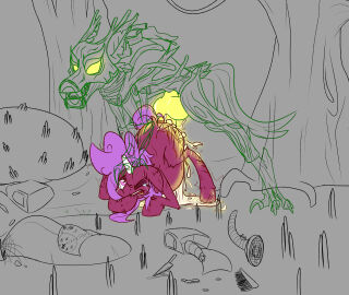 absurd_res animal_genitalia bodily_fluids crying cum digital_media_(artwork) duo equid equine erection female feral friendship_is_magic fur futanari genital_fluids genitals glowing glowing_genitalia glowing_penis hair hasbro hi_res horn horse intersex intersex/female intersex_penetrating mammal my_little_pony mythological_creature mythology nude penetration penis pony scar sex simple_background tail tears timberwolf_(mlp) ybkathan