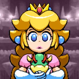 animated blonde_hair blue_eyes bowser_suit breast_expansion breast_growth breast_growth_(enlargement) breasts breasts_out chabble crown female horns koopa looping_animation mario_(series) mario_party mind_alteration pink_dress pink_skin princess_peach red_eyes red_hair shackles spiked_bracelet spiked_collar super_mario_bros. transformation transformation_sequence yellow_skin